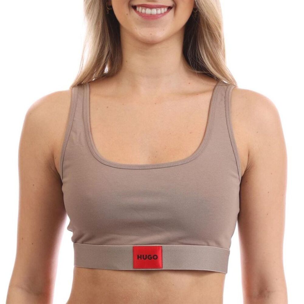 Hugo Womens/Ladies Logo Label Bralette / Brown